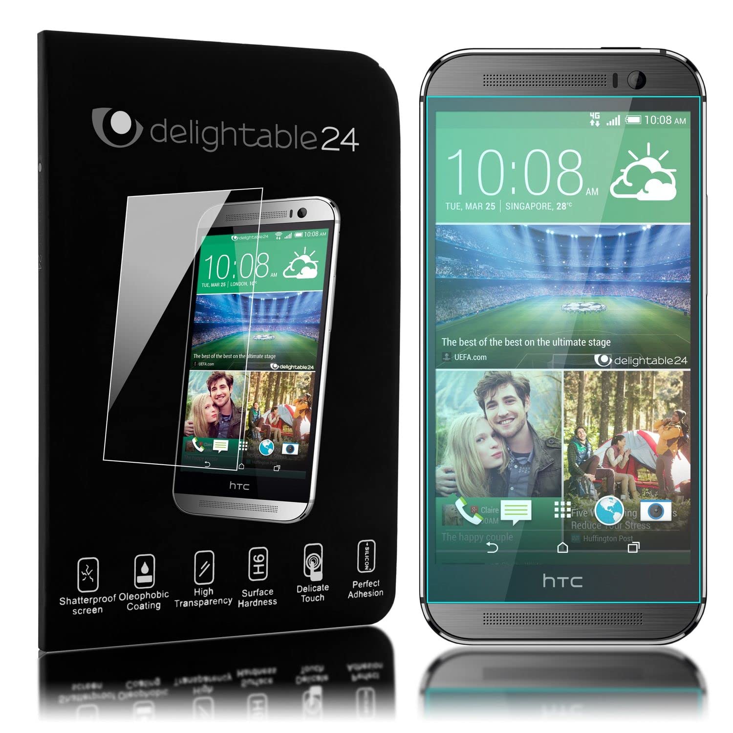 NALIA Screen Protector compatible with HTC One M8, 9H Full-Cover Tempered Glass Mobile Phone Protective Display Film, Durable LCD Saver Protection Armor Hard Foil, Shatter-Proof Front - Crystal Clear — image 1