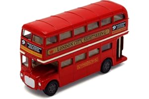 London Double Decker Bus , Red - Motormax 76002 - 4.75" Diecast Model Toy Car