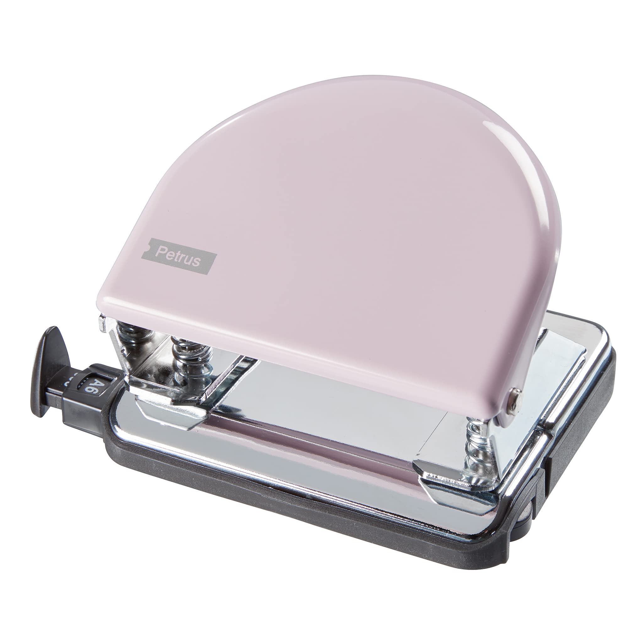 Petrus Retro 52 Classic Metal Office Hole Punch, Pink