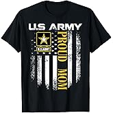 Vintage U.S. Army Proud Mom with American Flag Gift T-Shirt