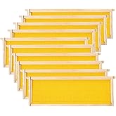POLLIBEE Medium or Super Bee Hive Frames and Wax Foundations,10 Pack Honey Bee Frames with Beeswax Coated Food Grade Foundation Sheets, Beekeeping Supplies,6-1/4-Inch (Yellow)