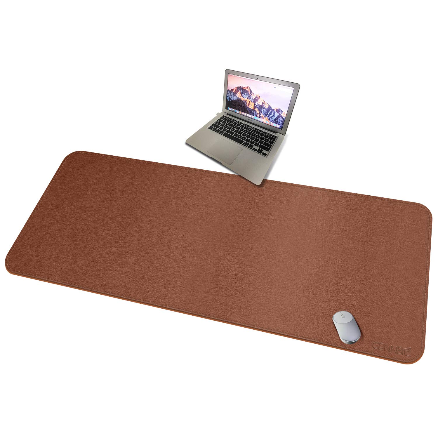 CENNBIE Leather Desk Mat,150x70cm Extra Large Desk Pad Blotter Protector, Extended Non-Slip Mouse Pad, Waterproof PU Leather Desk Mat on top of desks Large for Office and Home (Brown)