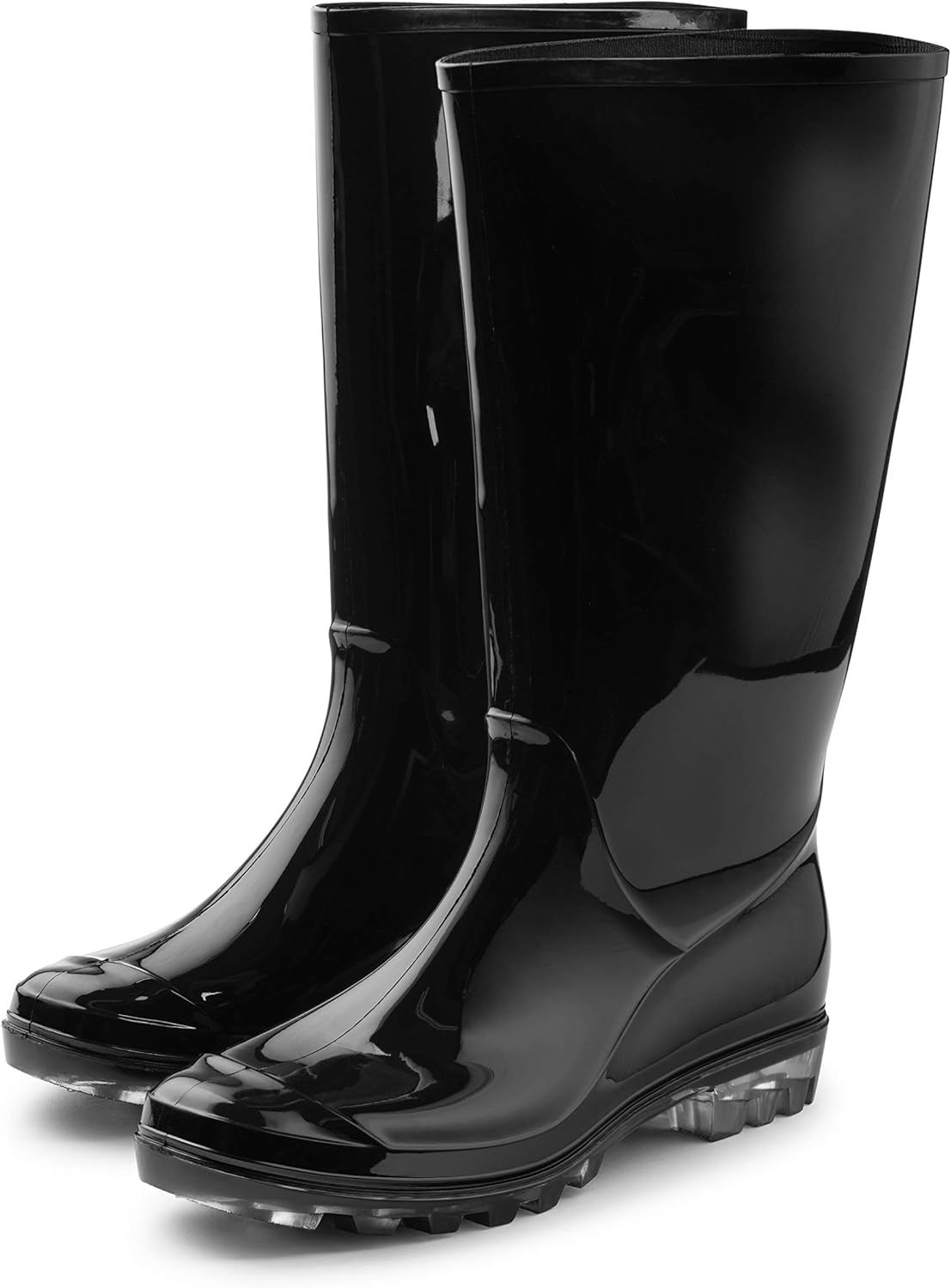 black mid calf rain boots