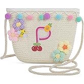 Letter Small Woven Straw Summer Beach Tote Bag for Women 2025,Woven Straw Beach Purse Shoulder Crossbody Bag for Women 2025