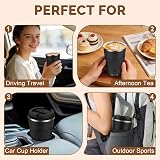 MOMSIV Insulated Coffee Cup 380ml Leakproof Lid Non-Slip Stainless Steel Black view 7