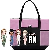 callie Personalized Nurse Bag - Nurse Appreciation Gifts, Custom Nurse Cartoon Character and Name on RN CNA LPN Bags for Work - 7 Color Options - Gifts for Nursing Students Teacher