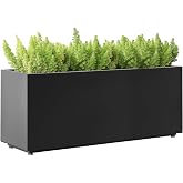 Foresland Outdoor Metal Planter Box 40Wx12Dx16H, Black | Long Large Rectangular Trough, Easy 5-Min Setup, Drainage Holes, Heavy Duty, Weather Resistant