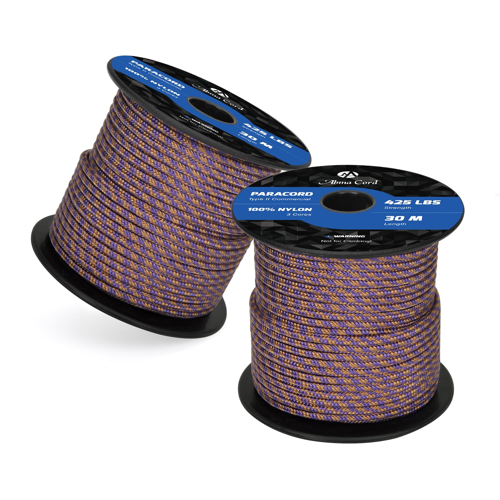 Abma Cord Paracord 425 lbs 3mm 100% Nylon 30M - Purple & Coyote Brown