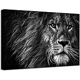 Nachic Wall Animal Painting Wall Art Black and White Lion Portrait Picture Prints Wildlife Canvas Artwork Modern Home Office Bedroom Wall Decor Ready to Hang 24x36inch