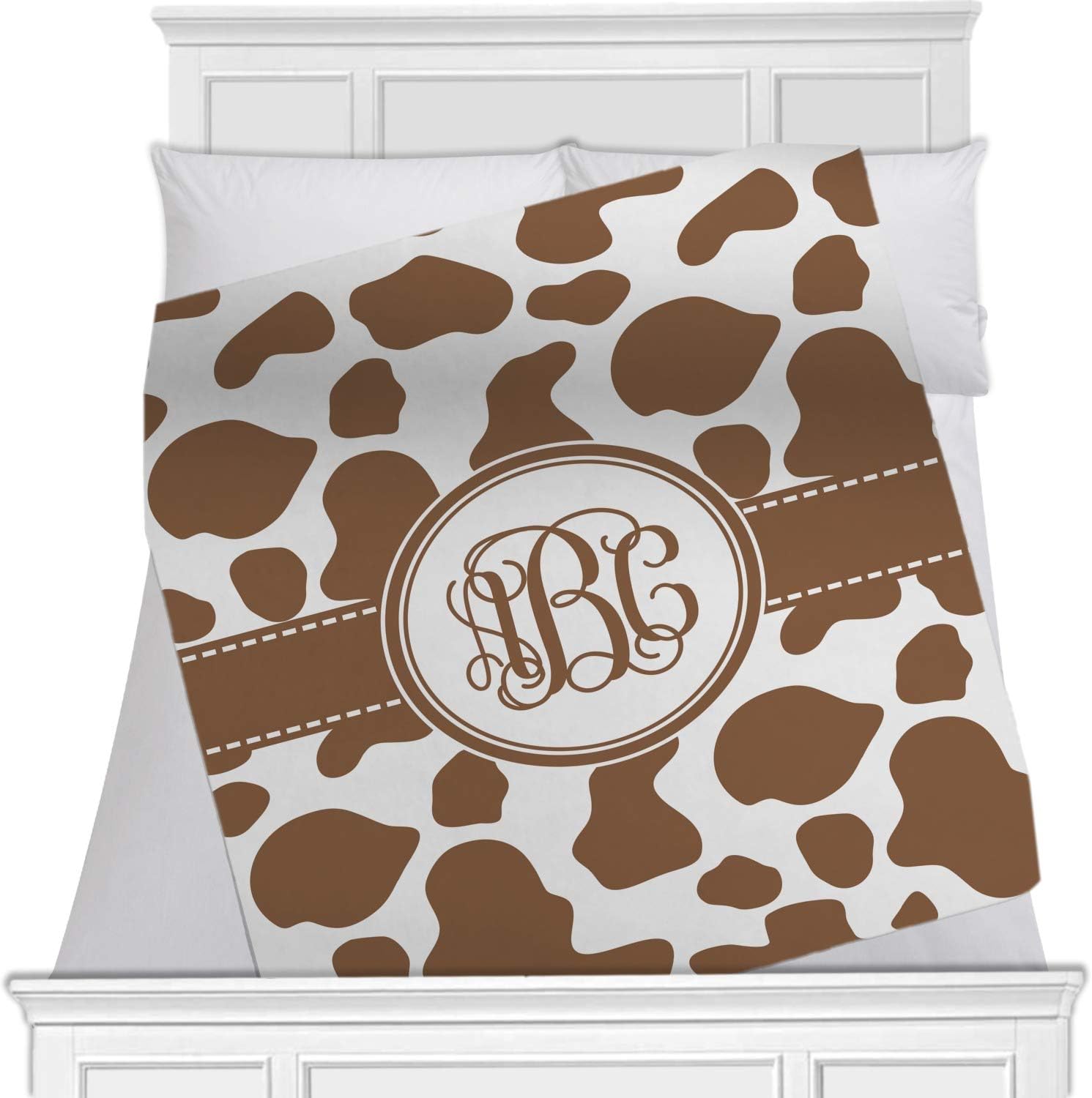 YouCustomizeIt Cow Print Minky Blanket - Toddler/Throw - 60"x50" - Single Sided (Personalized)