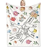Corissy Ship Next Day, Custom Blanket with Kids Names Personalized Flannel Throw Blankets for Mom Grandma Wife Customized Mom Blanket Gifts for Mothers Day Birthday Christmas