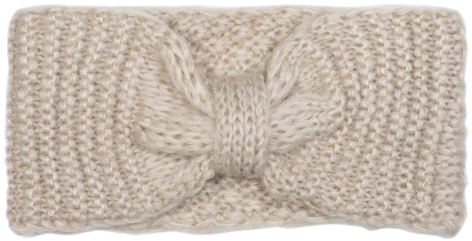 styleBREAKER headband with bow, rice stitch pattern, winter hairband, headband, ladies 04026006, color:Beige