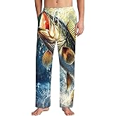 KOYI Fish Pajama Pants, Funny Fishing Print Lounge Pants, Cozy Unisex Sleepwear for Men Women, Novelty Pajama Bottoms