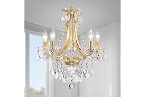 WUZUPS 5-Light Crystal Candle Chandelier Pendant Ceiling Light Modern Lighting Fixture for Bedroom Hallway Bar Kitchen Bathro