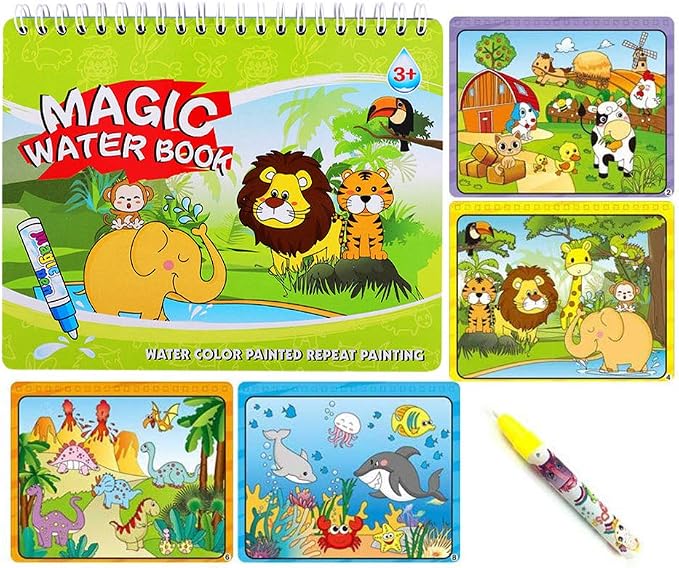 1 Garosa Livre De Dessin Magique De Leau Livre De Peinture A Colorier Reutilisable Jouetavec Crayon De Dessin De Leau Non Toxique Livre De Dessin Pour Enfants En Bas Age Bebe Tot
