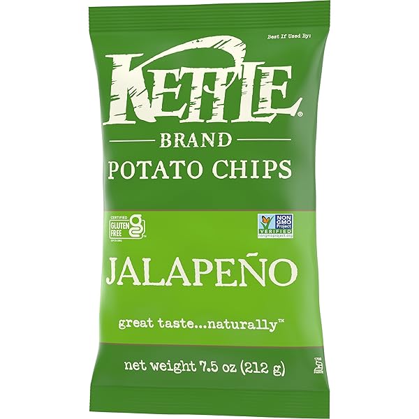 KETTLE BRAND JALAPENO KETTLE POTATO CHIPS, GLUTEN-FREE, NON-GMO, 7.5 OZ BAG