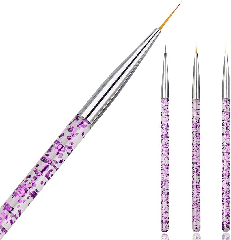 Hanyousheng 3pcs Nail Art Brushes Fine Detail Painting Pen Set Random Color