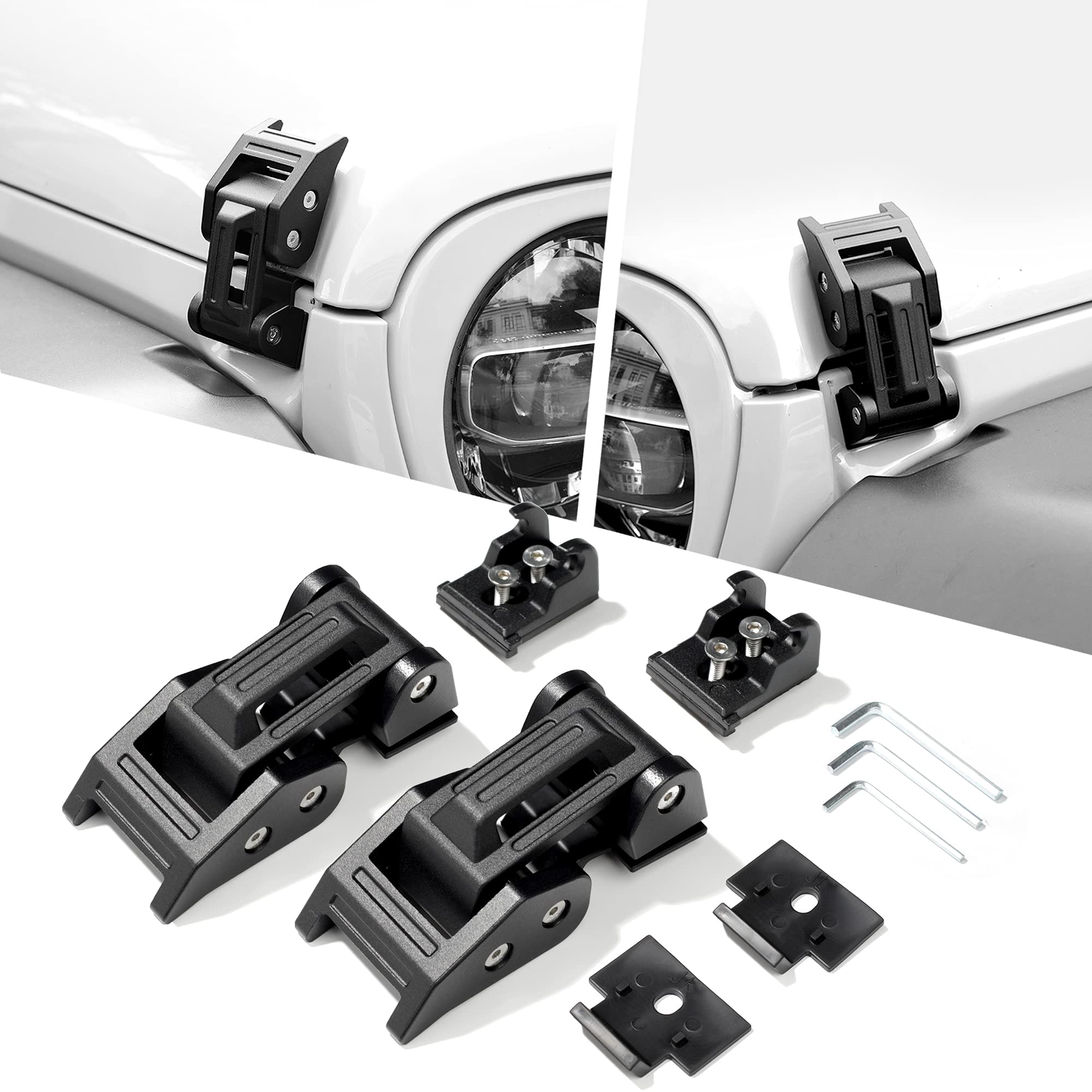 Photo 1 of Seven Sparta Hood Latches Aluminum Hood Catch Compatible with Jeep Wrangler JK/JKU 2007-2017, JL/JLU 2018-2022 & Jeep Gladiator 2020-2022, 1 Pair (Base)