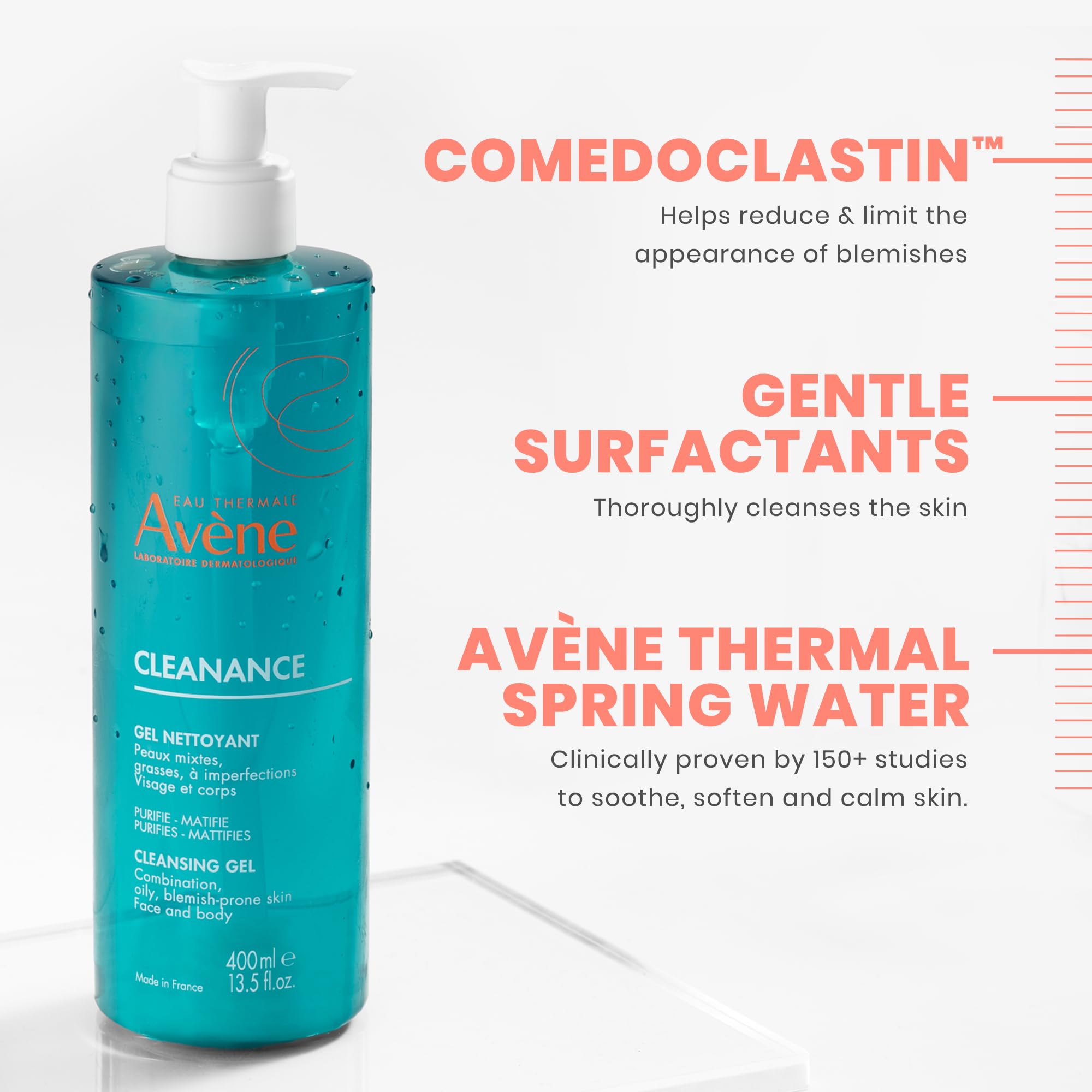 Avène Cleanance Cleansing Gel Soap Free Cleanser for Acne Prone, Oily, Face & Body, Alcohol-Free