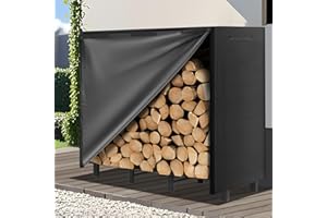 Kendane 4FT Firewood Rack Outdoor with Cover, Heavy Duty Adjustable Firewood log Storage & Holder, Wood Pile Lumber Storage Rack Stacking Outside for Courtyard Patio.