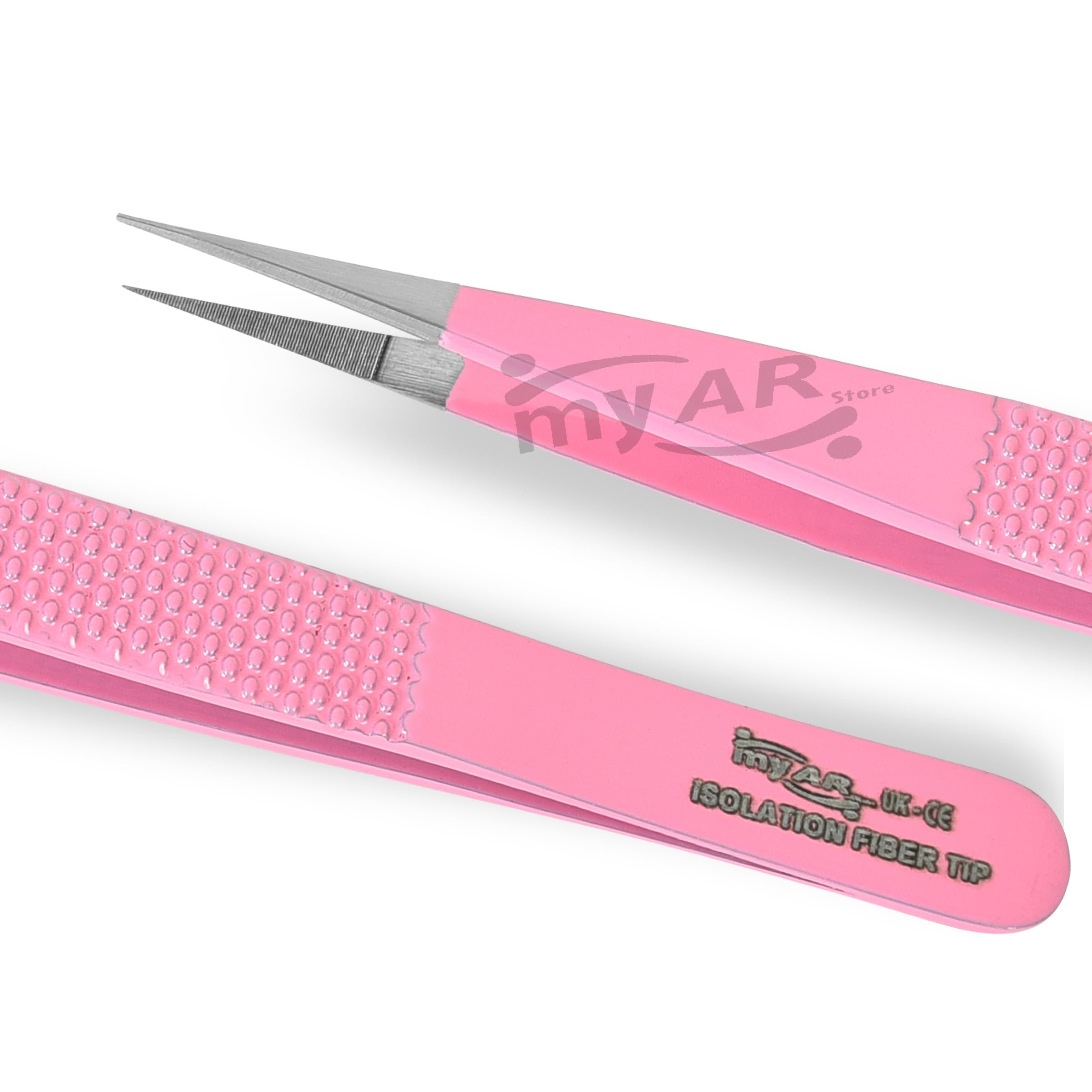MY AR Store Fiber tip Lash Eyelash Extension Tweezers, Japanese Stainless Steel Lash Tools Straight Curved 45 90 Degree Angled Tip, Russian Volume Tweezers Precision (Pink) (Straight Tweezers)