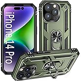 ADDIT i Phone 14 Pro Case, for iPhone 14 Pro Case,with Kickstand Ring,Adjustable Stand,Military Grade,Heavy Duty Protection,Shockproof,Anti-Fingerprint,Support Magnet Car Mount,ArmyGreen