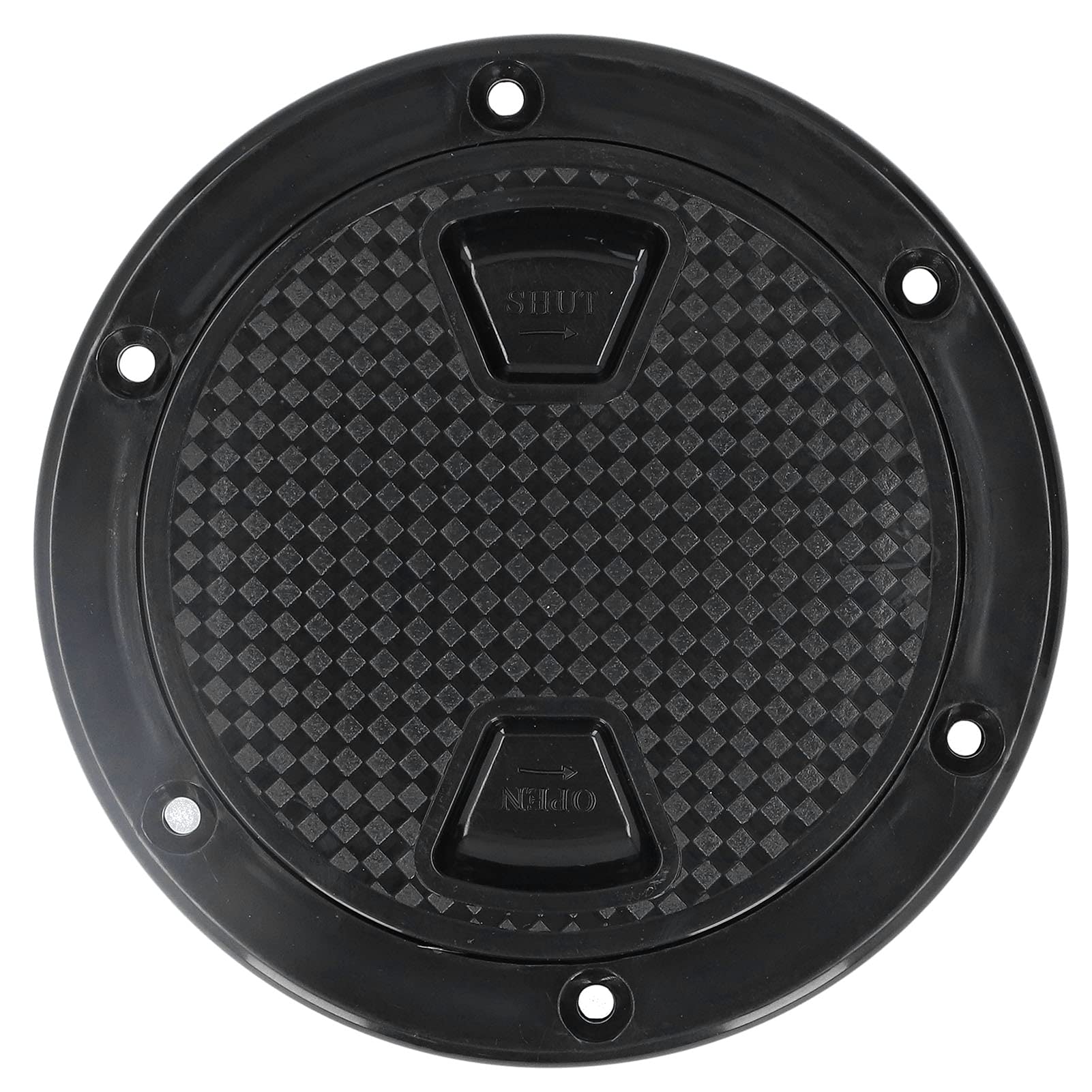 Aramox Circular Marine 4" Boat Round Non Slip Inspection Hatch, Boat Deck Plate ABS Round Anti‑UV Inspection Hatch Cover Marine Accessory Black
