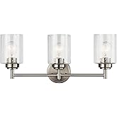 Kichler Winslow 21.5" Vanity Light in Brushed Nickel, 3-Light Transitional Bathroom Light with Clear Seeded Glass. (21.5" W x