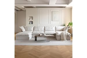 JACH U Shape Couches for Living Room, 6-Seat Convertible Sectional Sofa, Modern Comfy Couch, Sectional Couches with Chaise Ottomans for Living Room Bedroom Office Apartment (Beige)