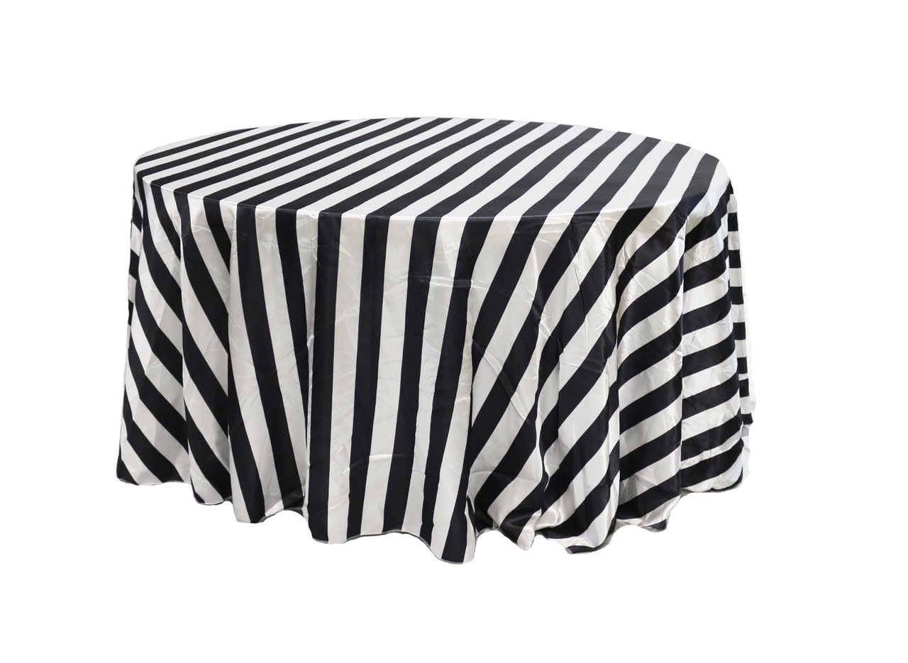 Best black stripped round plastic table cloth