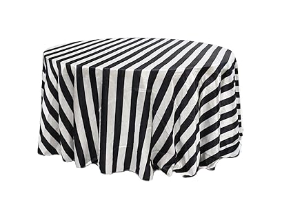 Your Chair Covers 120 Inch Round Satin Tablecloth Black White Striped Round Table Linens For 5 Ft Round Banquet Tables