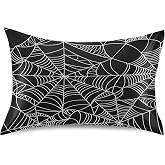 xigua Halloween Spider Web Satin Silk Pillowcase for Hair and Skin, Lightweight Soft Standard Size Pillow Cases, Cooling Pillow Covers with Envelope Closure 20x30in