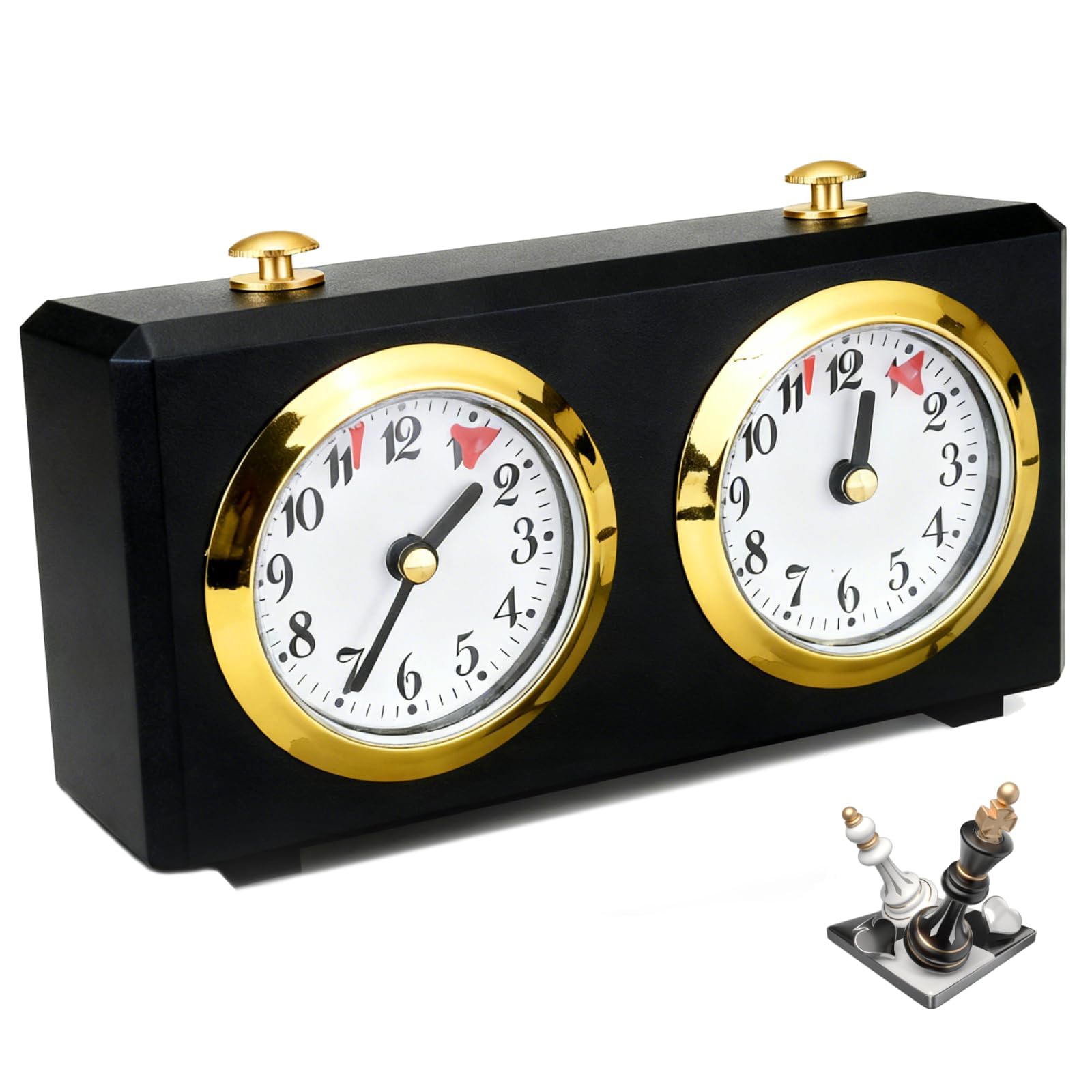 Photo 1 of ** ONE CLOCK NON FUNCTIONAL** Tshiwort Analog Chess Clock Timer, Wind Up Professional Chess Clock with Large Easy to Read Dials No Batteries Required, Analogue Count Up/Count Down Timer for International Chess Games Tournament