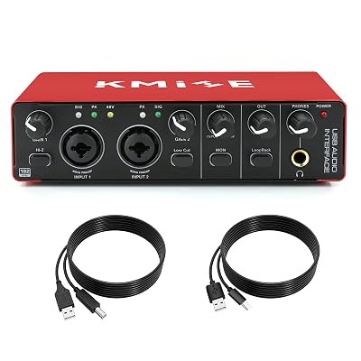 Kmise USB Audio Interface, Computer Recording Audio Interfaces with 48V Phantom Power for Recording, Studio Quality Sound, Compatible with Guitarists, Vocalists, Podcasters (USB 3.0 Type-A)