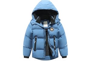 BYLESIN Kids Boy's Winter Coat Fleece Lined Waterproof Jacket Puffy Cotton Coat Thick Hooded Down Outdoor Coats