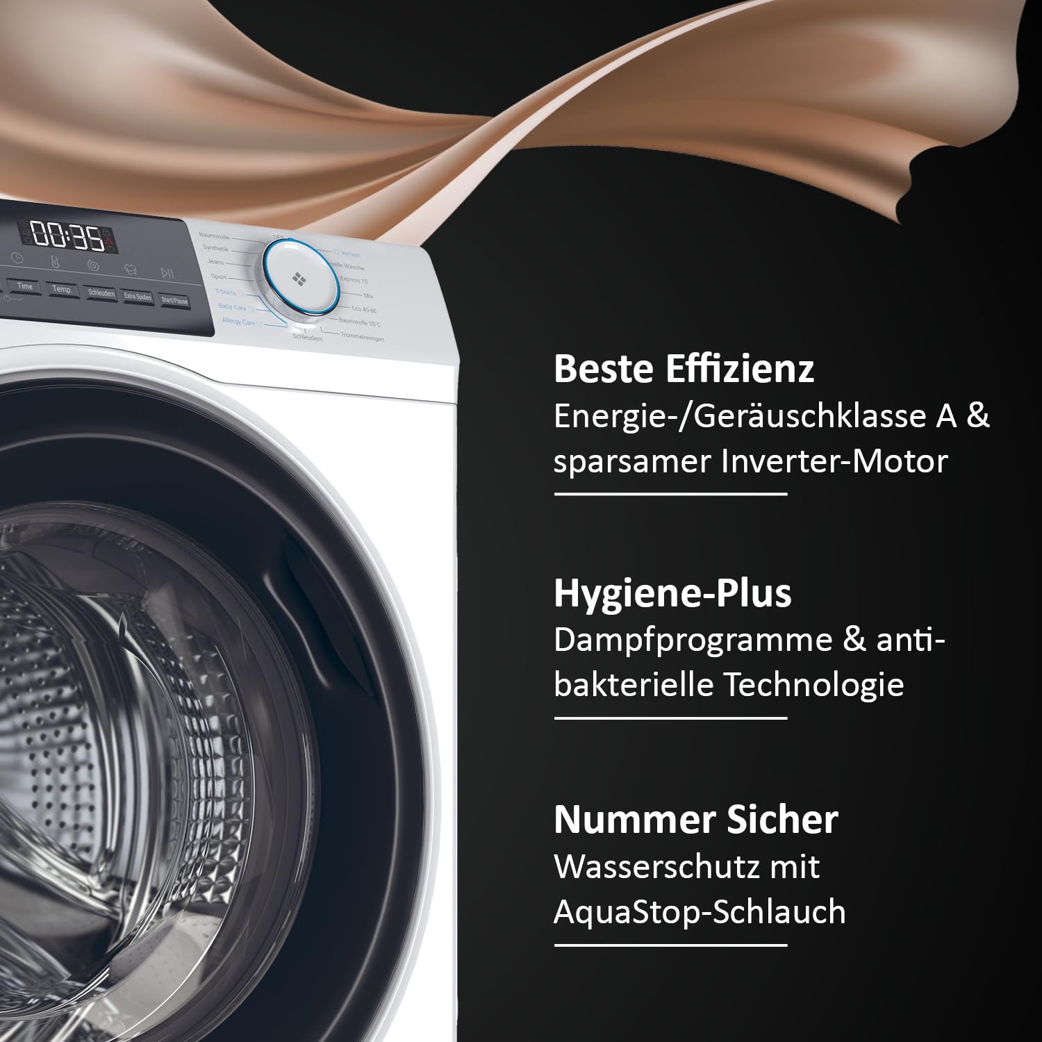 Haier Frontlader Waschmaschine 8kg I I-PRO SERIE 1 HW80-BP14929 I Washing Machine mit A-Effizienz, 1.400 U/Min. & sparsamem Inverter-Motor I Inkl. Refresh- sowie Expressprogramm und Mengenautomatik 3
