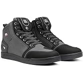 KEMIMOTO Motorcycle Shoes for Men Thick Heel Protection Layer | Features：Shoelace-pocket, Anti-slip,Comprehensive protection, All-seasons丨Materials：Rubber,Canvas,Microfiber