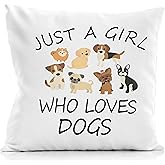 NATSUNO Dog Pillow Cover,Just a Girl Who Loves Dogs,Dog Room Decor,Dog Throw Pillow Covers 18x18,Dog Decor Pillow Cover,Gifts for Dog Lover,Reserved for The Dog Pillow,Dog Pillows,Dog Decor