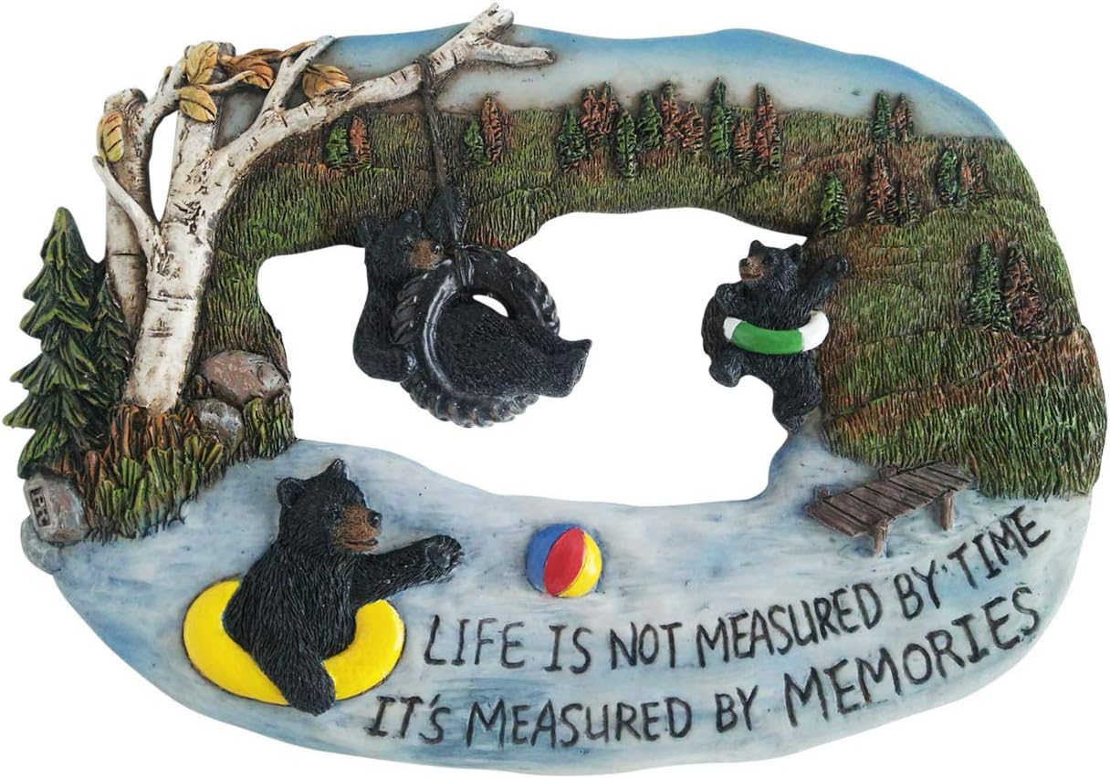 Black Bear Decorations for Home - Mama Bear Decor Life is Not Measured by Time It's Measured by Memories Cabin Wall Hanging 3 Bear Pictures Wall Art - Home Decor Bears Wall Plaque Wilderness Bathroo