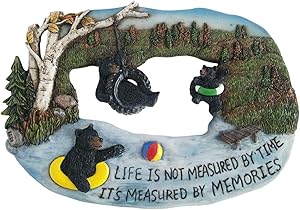 Black Bear Decorations for Home - Mama Bear Decor Life is Not Measured by Time It's Measured by Memories Cabin Wall Hanging 3 Bear Pictures Wall Art - Home Decor Bears Wall Plaque Wilderness Bathroo