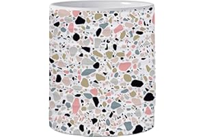 LEAZUL Kitchen Utensil Holder,7.2″Extra Large Stable Terrazzo Marble Pattern Ceramic Utensil Crock,Utensil Organizer for Countertop,Kitchen Decor,Utensil Holder for Housewarming,Wedding Gift Pink