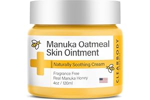 CLEARBODY ORGANICS Clearbody Manuka Honey Eczema Cream – Organic Honey & Collodial Oatmeal Moisturizer for Soothing, eczema, Dry & Itchy Skin – Face & Body Lotion - Plant-Based Formula (4oz)
