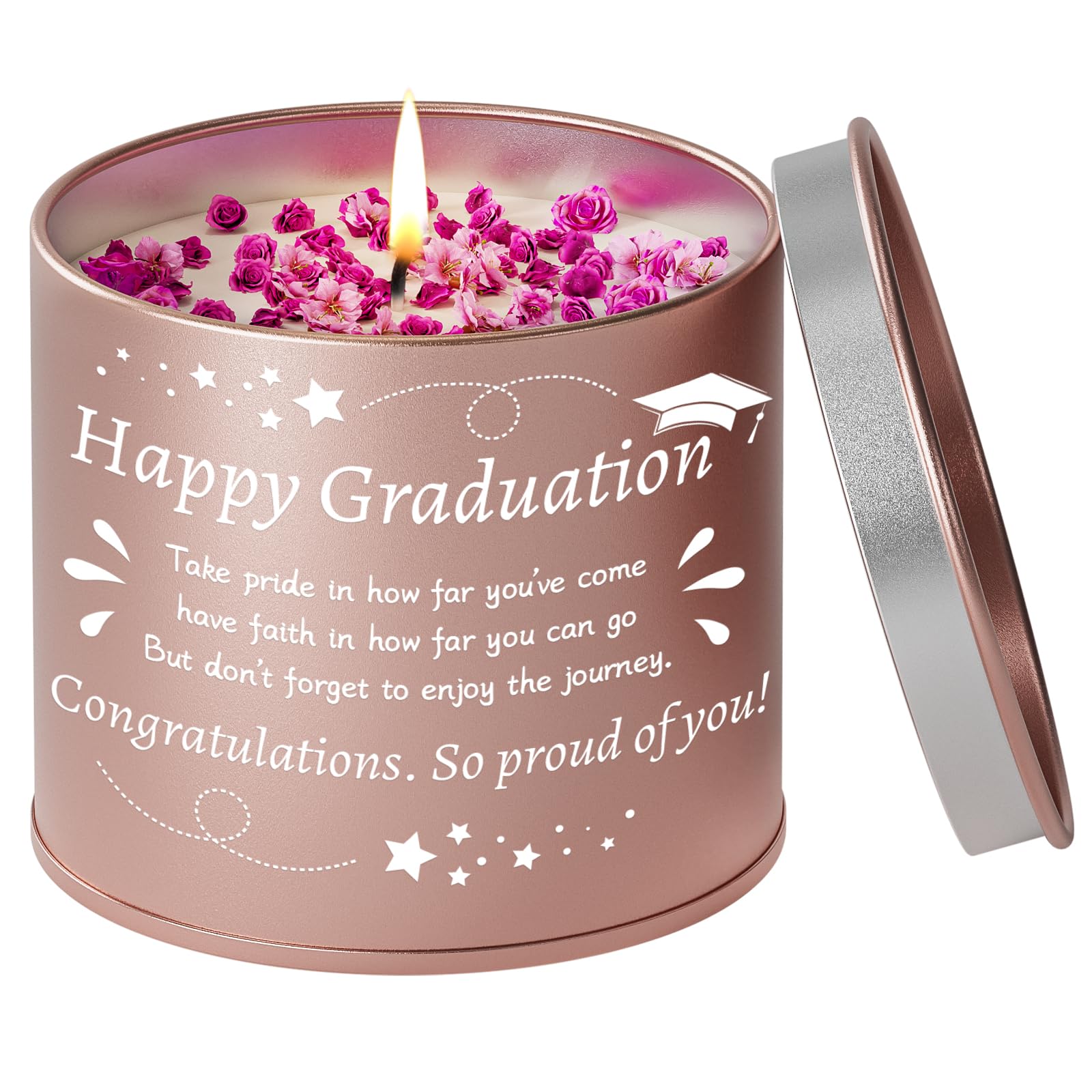 PRSTENLY Graduation Gift for Her, Scented Candles in Metal Jars Graduation Gifts for Granddaughter Daughter Sister Friends, College University School Grad Presents