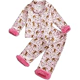 FULA-bao Baby Girls Boys Silk Christmas Pajamas Set Santa Claus Bows Satin Pj Sets Long Sleeve Button Up Shirts and Pants