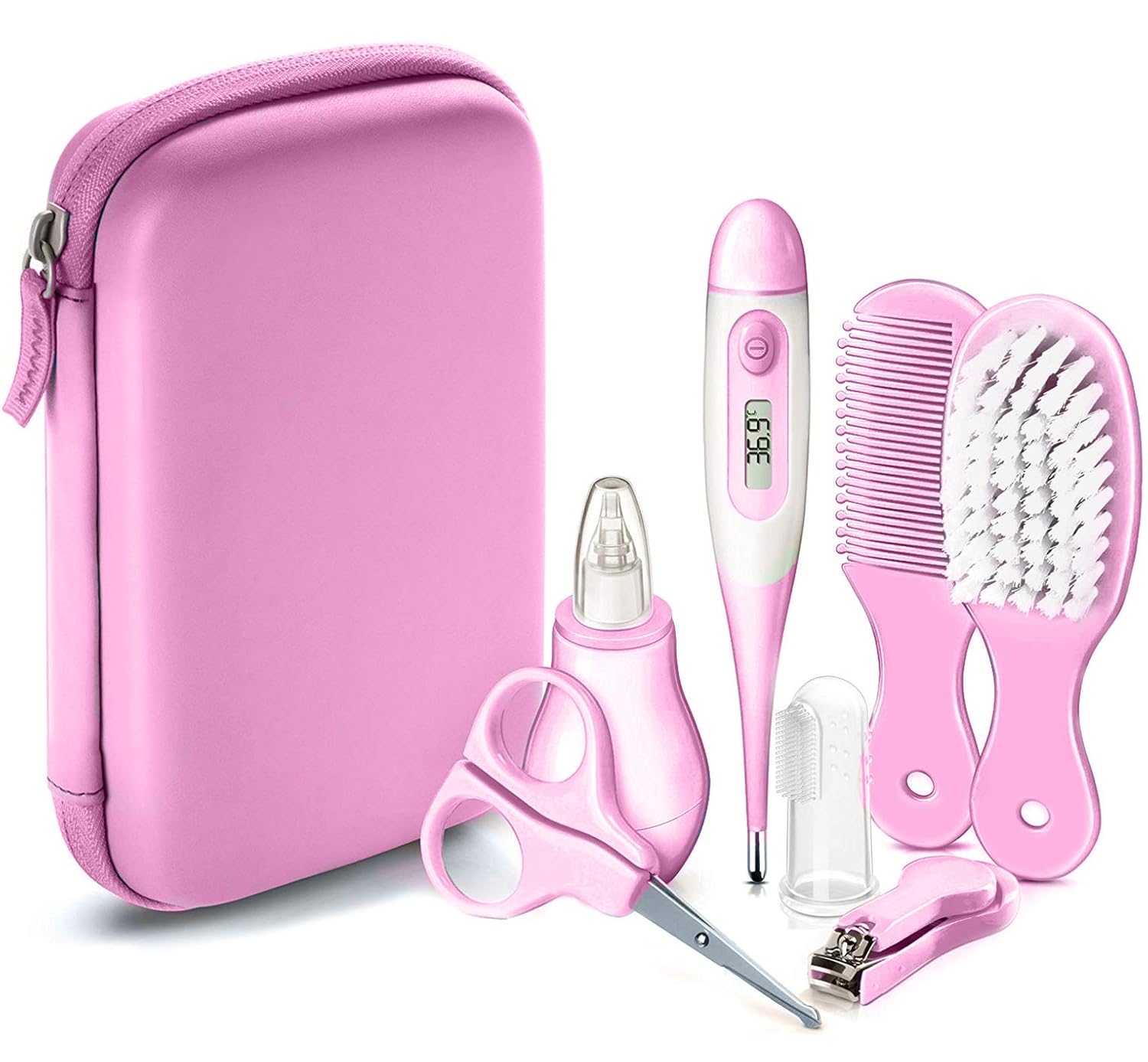 Amazon.com : Baby Care Kit - Baby Hygiene Kit - Gift Registry - Grooming kit for Newborn Baby with Thermometer and Carry Bag from Vetté (Rose) : Baby