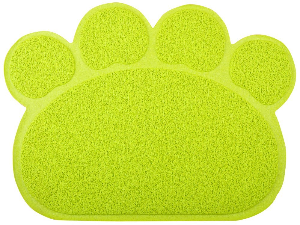 Paw-Shaped Large Cat Litter Tray Mat,60x45 cm (Lime)