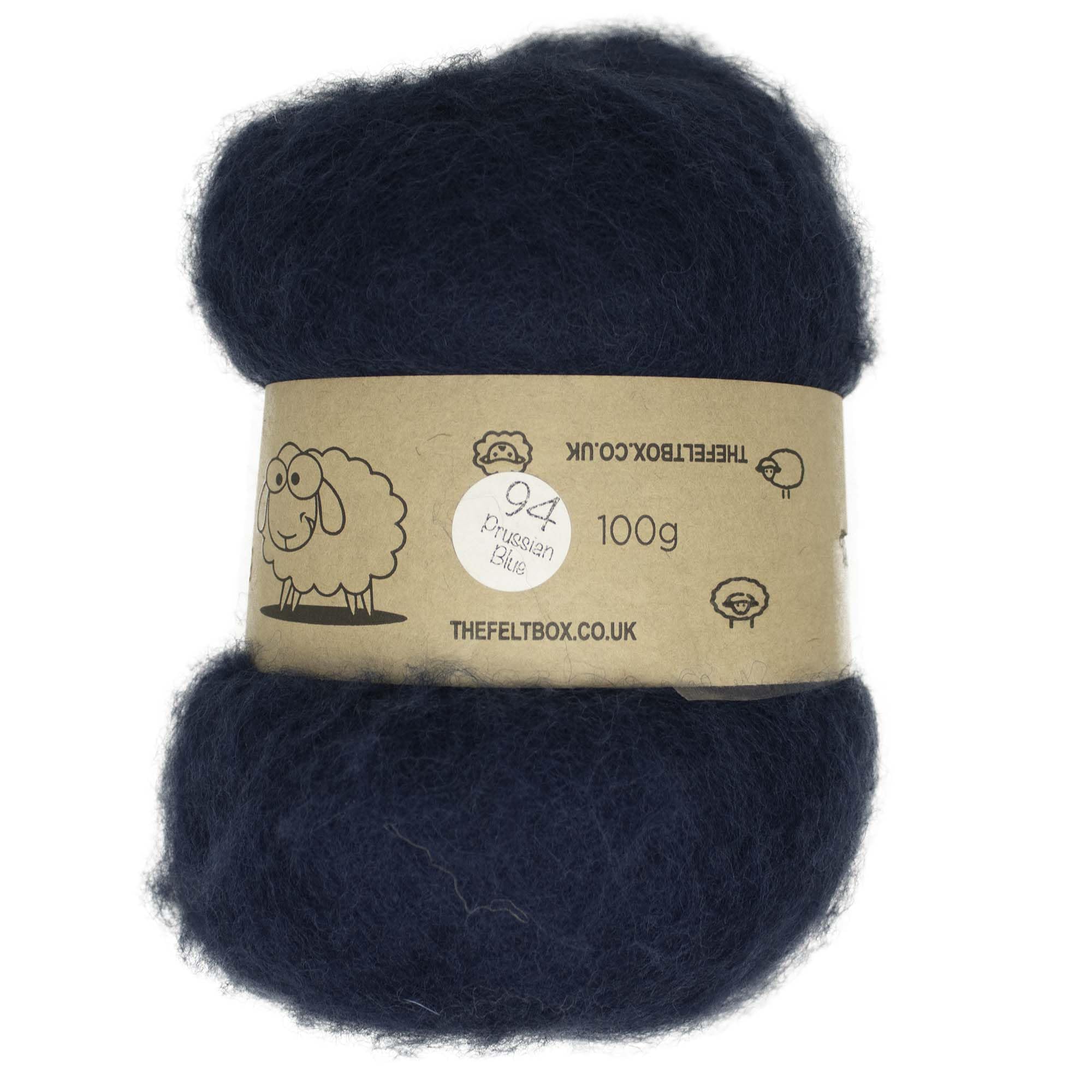 The Felt Box Needle Felting Wool Carded Batting : Short Coarser Mixed Together Fibres, Use as Core or Finish Wool 100 g | 3.5 oz-Prussian Blue #94