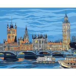 BPAINTF Pintura por números DIY Notre Dame Vista Nocturna Paisaje