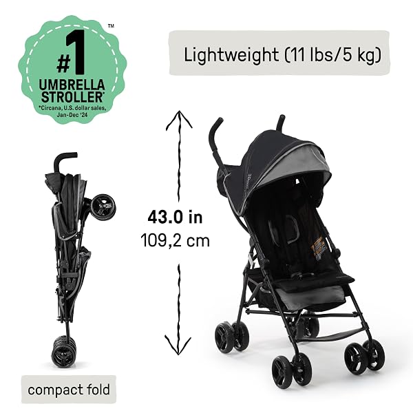 INGENUITY 3D MINI CONVENIENCE STROLLER – LIGHTWEIGHT STROLLER WITH COMPACT FOLD, MULTI-POSITION RECLINE, CANOPY WITH POP OUT SUN VISOR AND MORE – UMBRELLA STROLLER FOR TRAVEL AND MORE, GRAY