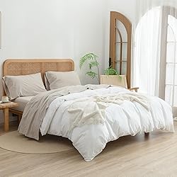 BESTOUCH Sheet Set 100% Washed Cotton Linen Feel